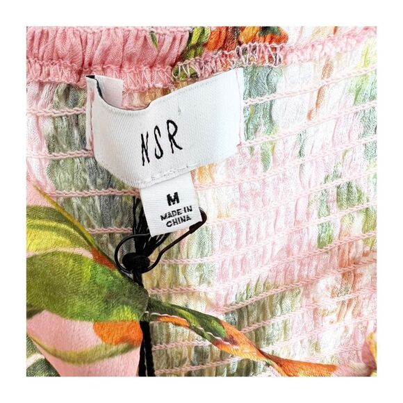 NSR Dress Womens Puff Short Sleeve Tropical Foral Mini Ladies Medium NEW - Picture 12 of 12